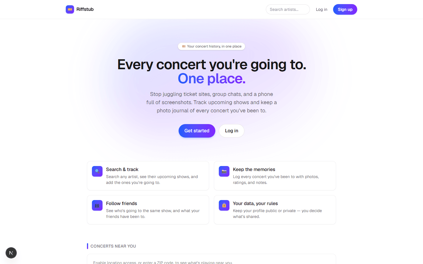Riffstub landing page